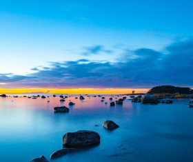 The bay of Baltic sea at sunset Stock Photo 03