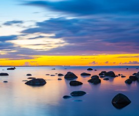 The bay of Baltic sea at sunset Stock Photo 04