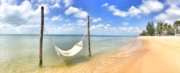 The hammock on the beach Stock Photo