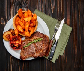 The steak with vegetables Stock Photo