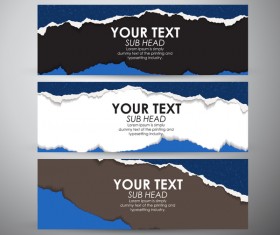 Torn paper banner set vector 05