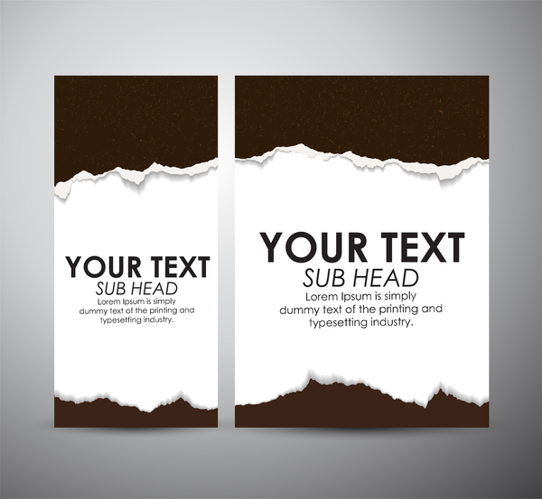 Torn paper brochure cover and vertical banner vector 04