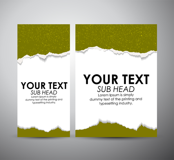 Torn paper brochure cover and vertical banner vector 06