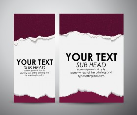 Torn paper brochure cover and vertical banner vector 07