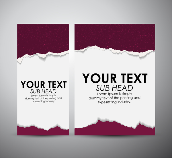 Torn paper brochure cover and vertical banner vector 07