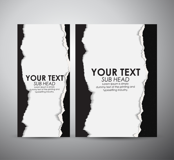 Torn paper brochure cover and vertical banner vector 11