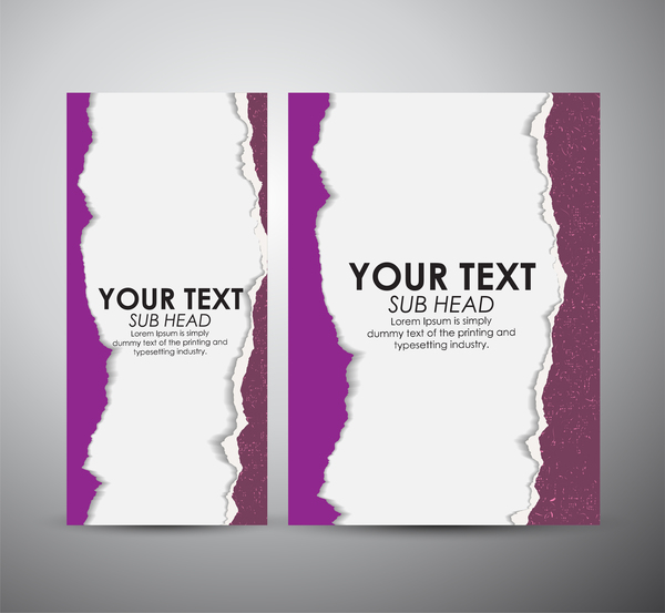 Torn paper brochure cover and vertical banner vector 12