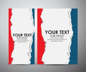 Torn paper brochure cover and vertical banner vector 13