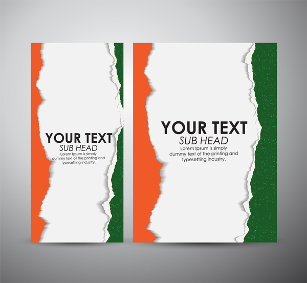 Torn paper brochure cover and vertical banner vector 14