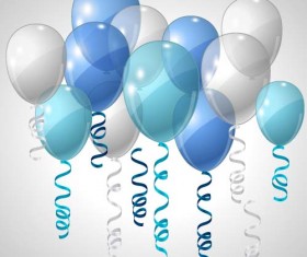 Transparent colored balloons with ribbon vector