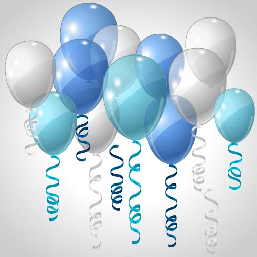 Transparent colored balloons with ribbon vector
