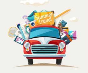 Travel by car in summer holiday vector