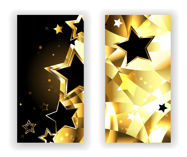 Two Banners with Black Stars vector