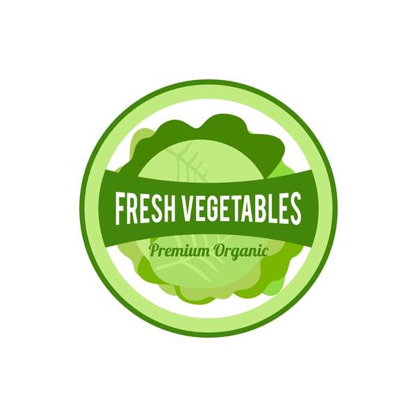 Vegetables fresh badge vector