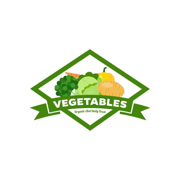 Vegetables fresh labels vector set 03