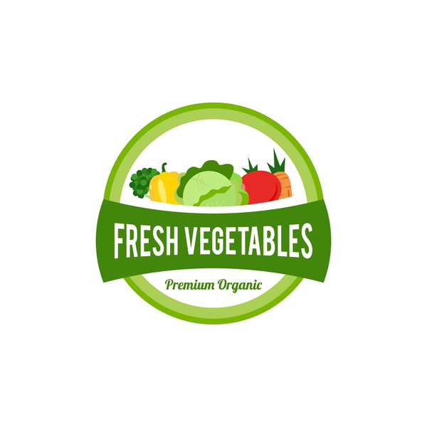 Vegetables fresh labels vector set 05