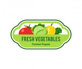 Vegetables fresh labels vector set 06