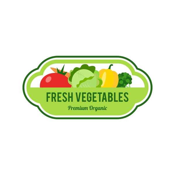 Vegetables fresh labels vector set 06