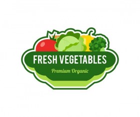Vegetables fresh labels vector set 07