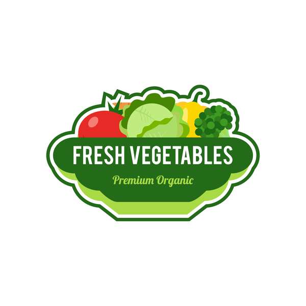 Vegetables fresh labels vector set 07
