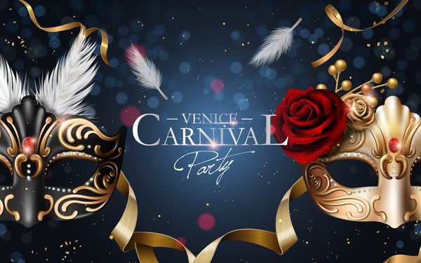 Venice carnival masquerade vector poster template 02