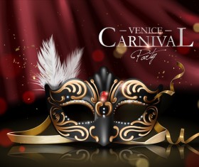 Venice carnival masquerade vector poster template 03