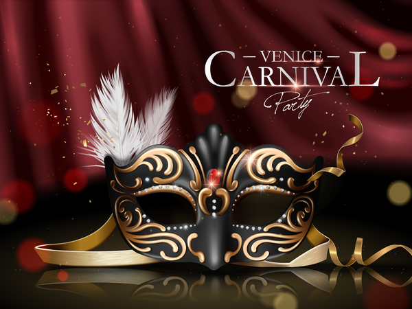 Venice carnival masquerade vector poster template 03