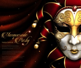 Venice carnival masquerade vector poster template 04