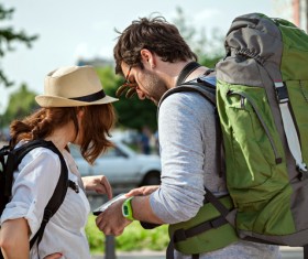 View information about the city of tourists Stock Photo