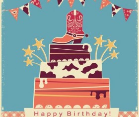 Vintage birthday party card vector
