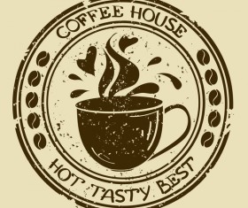 Vintage coffee house badge vector material