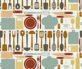 Vintage cooking pattern seamless vectors 10