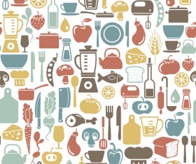 Vintage cooking pattern seamless vectors 09