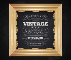 Vintage golden frame with black background vector