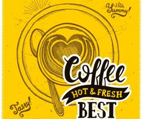 Vintage yellow coffee background vector 01