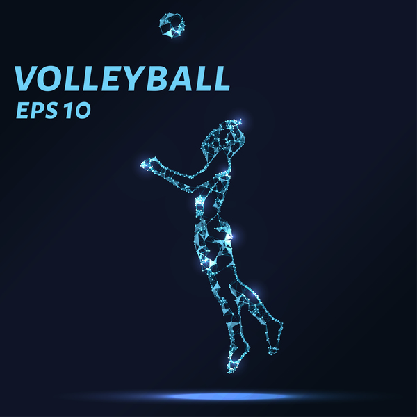 Volleyball with points lines 3D vector