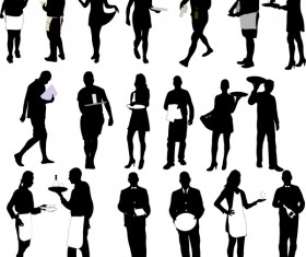 Waiters and waitresses vector silhouette