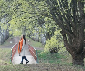 Walking young girls in the park Stock Photo 05