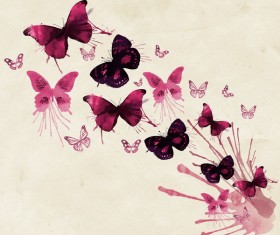 Watercolor Butterfly ink background Stock Photo