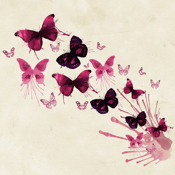 Watercolor Butterfly ink background Stock Photo