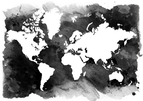 Watercolor world map vector 04