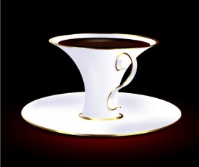 White with golden coffee cup vector