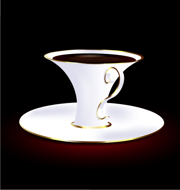 White with golden coffee cup vector