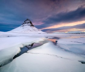 Winter Iceland straw hat mountain Stock Photo