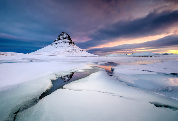 Winter Iceland straw hat mountain Stock Photo