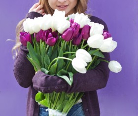 Woman with tulip Stock Photo 01