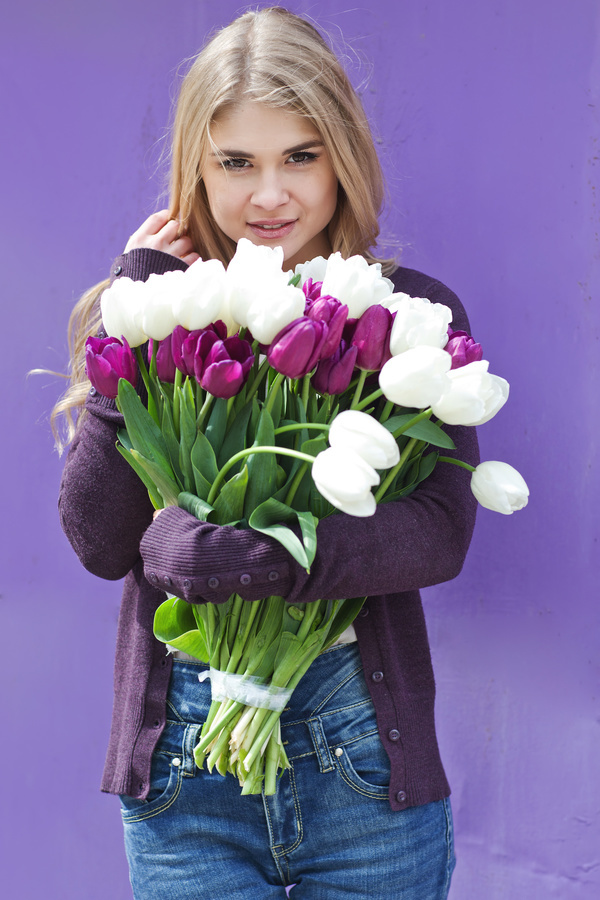 Woman with tulip Stock Photo 01