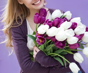 Woman with tulip Stock Photo 02