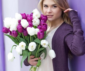 Woman with tulip Stock Photo 03