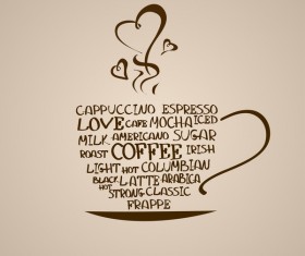 Word coffee cup background vector